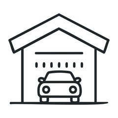 Car parking in garage modern home illustration digital art front view automotive concept. Vector illustration