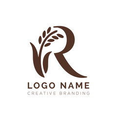 Letter R natural leaf logo