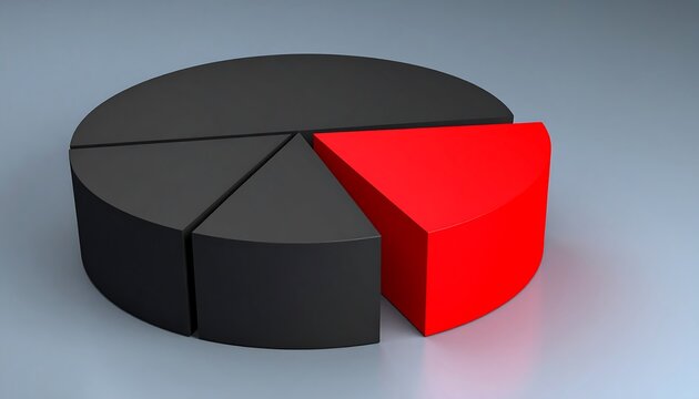 3D pie chart, black and red