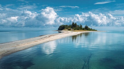 Obraz premium Serene island landscape with sandy isthmus