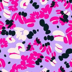 Obraz premium Colorful trendy seamless pattern with different abstract flowers. Vector background, design, print, textile, wrapping paper