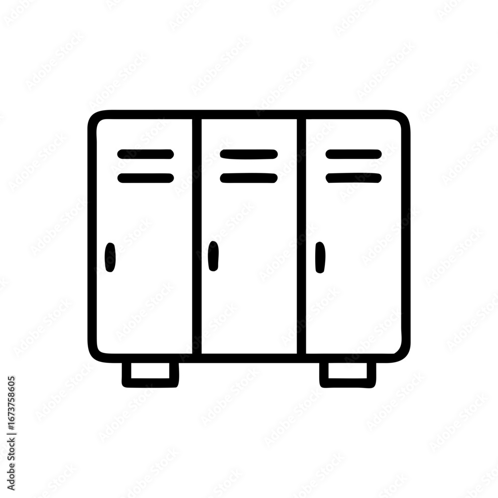 Poster three lockers in minimalistic style with clean lines