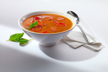 Tomato soup in a bowl