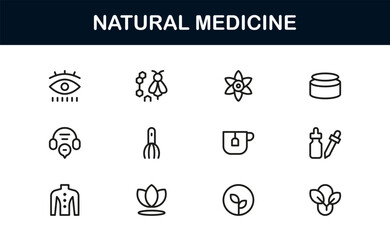 Premium linear natural medicine icons for professional health tools. Perfect for apps, websites, and wellness presentations with clean and minimal design elements.