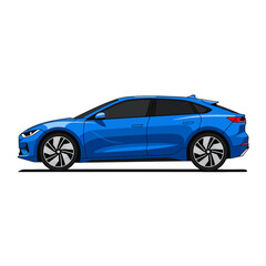Naklejka premium Blue car vector side view sleek modern automobile transportation
