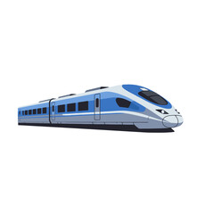 Fototapeta premium High speed train digital painting sleek modern blue and white transportation technology