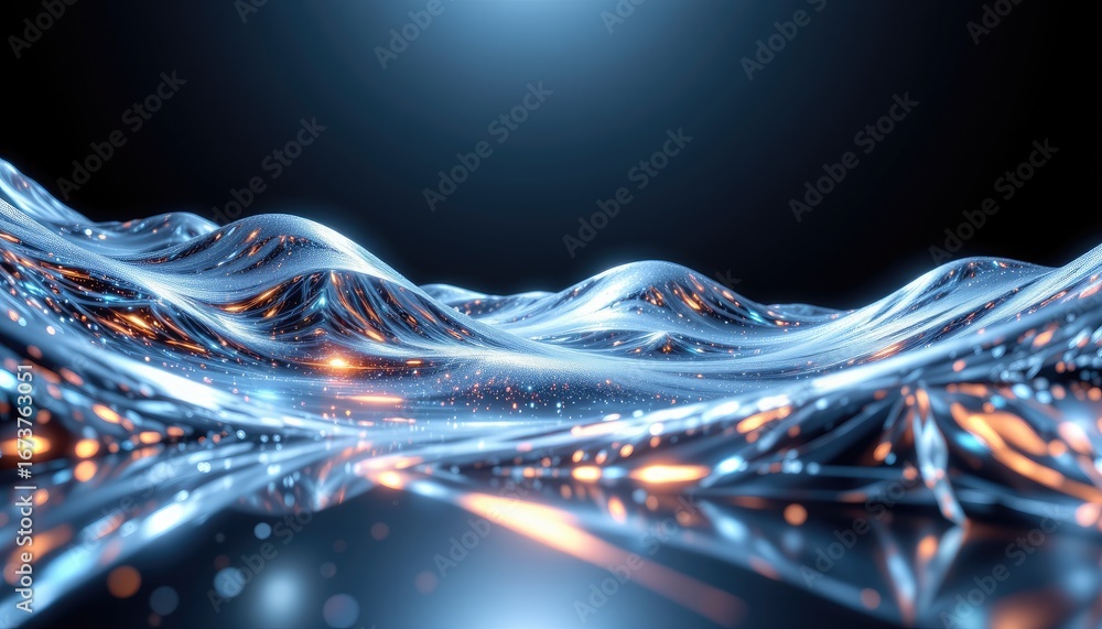 Aufkleber stunning abstract visualization of glowing waves in a dark environment with futuristic elements and 
