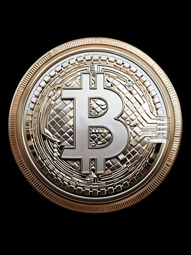 moneta dorata con il simbolo del bitcoin, gold coin with the bitcoin symbol