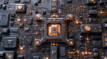 Fototapeta premium Circuit board processor technology design
