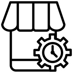 Obraz premium Market Operation Time Outline Icon