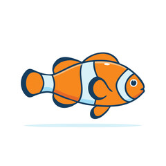 Clownfish Swimming Aquatic Creature Cartoon Illustration Icon Graphic