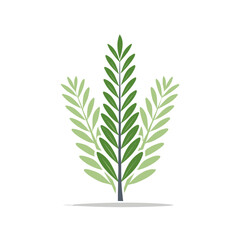 Naklejka premium Green Leaves on White Background Minimalist Botanical Illustration