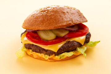 Perfect hamburger, classic burger, American cheeseburger