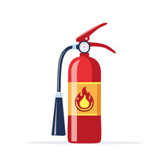 Safety First Red Fire Extinguisher with Flame Sign for Emergency Preparedness
