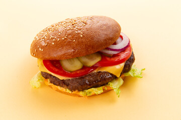 Perfect hamburger, classic burger, American cheeseburger