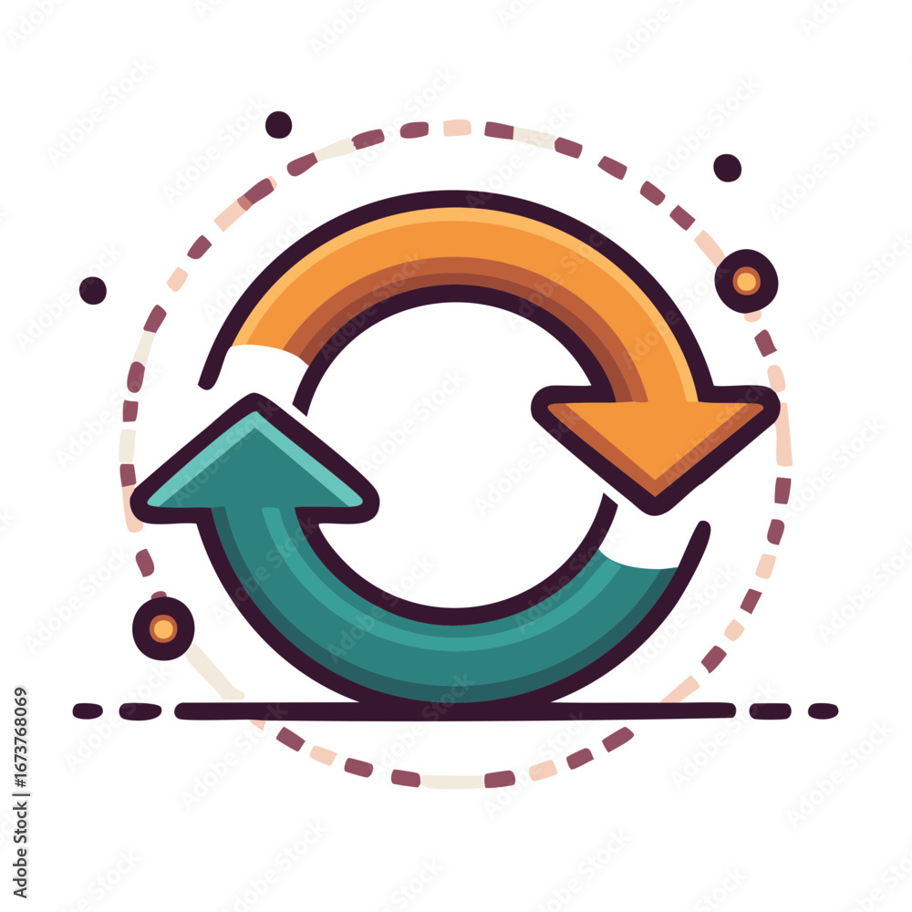 Poster colorful vector illustration of arrows making a circle for data and cycle processes.