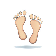 Cartoon illustration of two human footprints with shadow