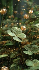 Golden clover in lush, mystical foliage