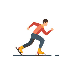 Obraz premium Cartoon illustration of a man ice skating in speed skating position