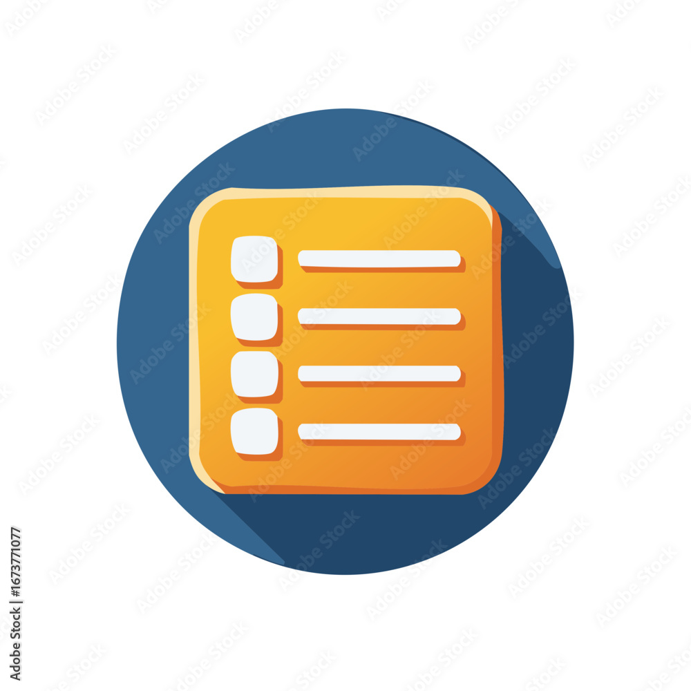 Aufkleber icon of a checklist or to-do list with four items inside a circle