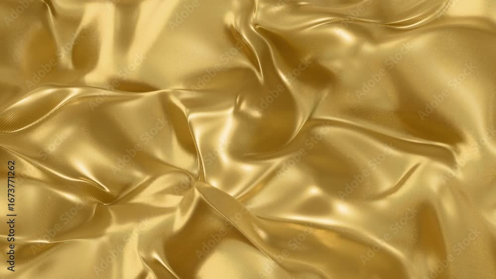 Poster golden satin flow luxurious fabric in motion loop animated