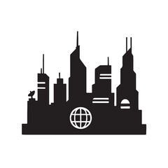 Obraz premium Cyberpunk Cityscape Solid Black Silhouette Vector