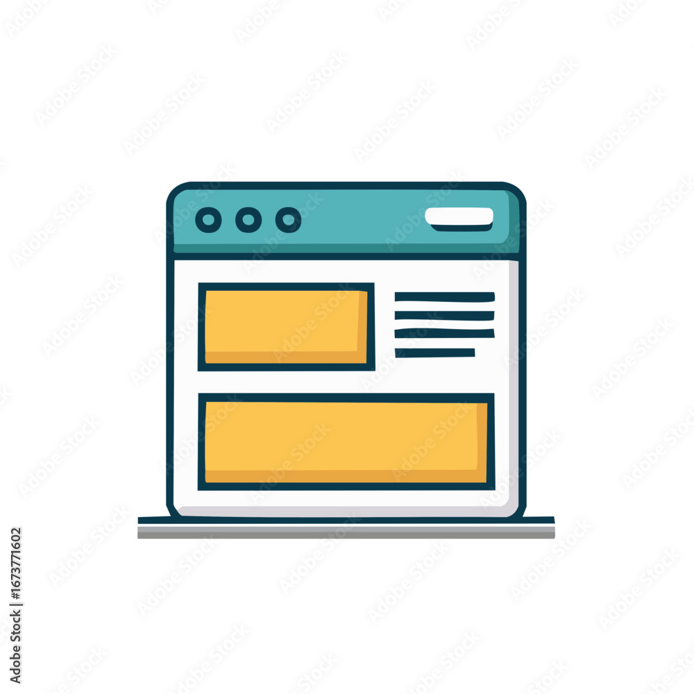 Poster web browser window interface layout flat vector illustration for digital design