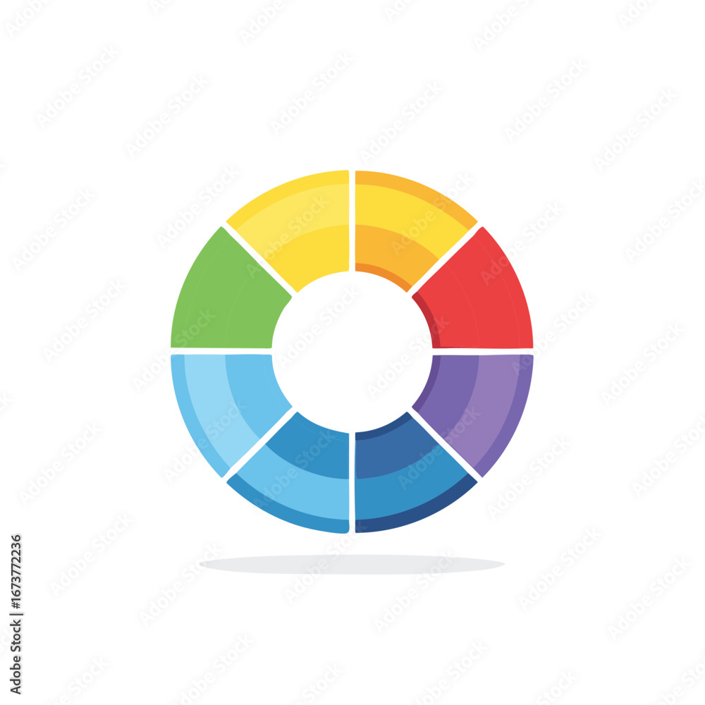 Aufkleber colorful segmented circle chart infographic element with distinct vibrant sections and a clean moder