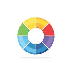 Fototapeta premium Colorful segmented circle chart infographic element with distinct vibrant sections and a clean modern design.