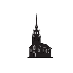 Old North Church Boston Silhouette Vector
