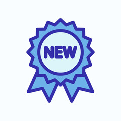 Blue Ribbon Badge Highlighting New Arrival or Achievement Icon Design