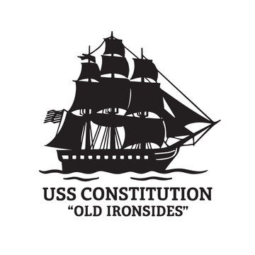 USS Constitution Old Ironsides Silhouette Vector