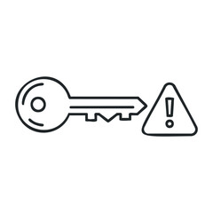 Alert key illustration digital design graphic art minimalist style close-up view security concept. Outline vector illustration