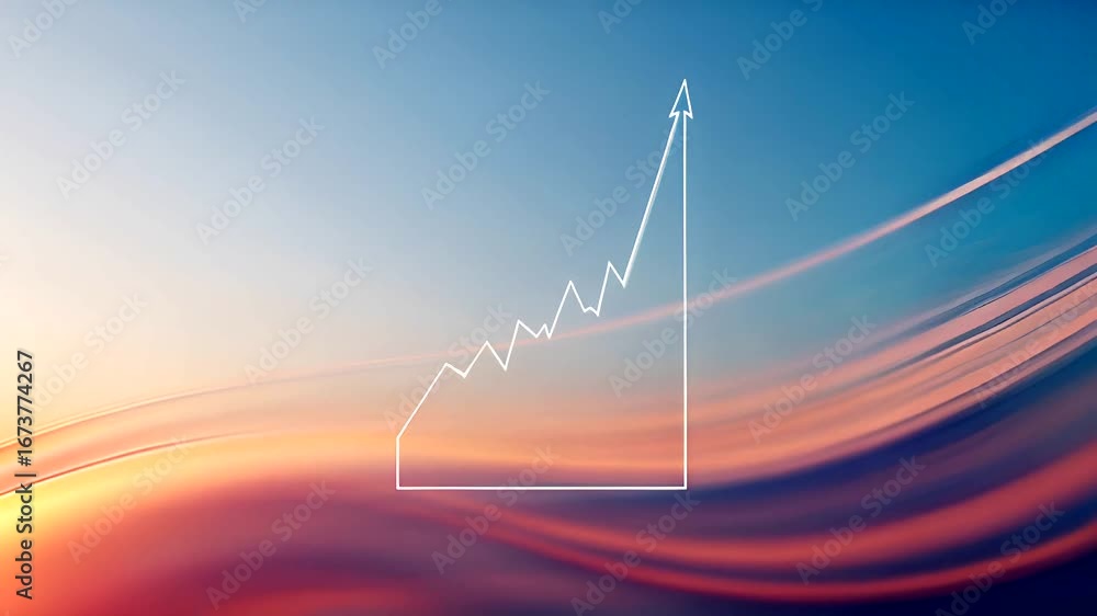Poster abstract financial growth chart on dynamic color background for business success concepts