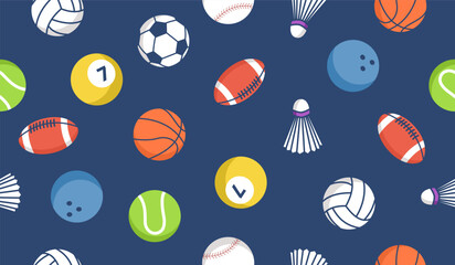 Cute mix sport balls pattern background vector design