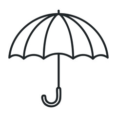 Rainy day essential umbrella in urban environment minimalist design close-up view for modern lifestyle. Outline vector illustration