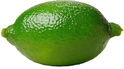 Close Up of a Shiny Green Lime on Transparent Background
