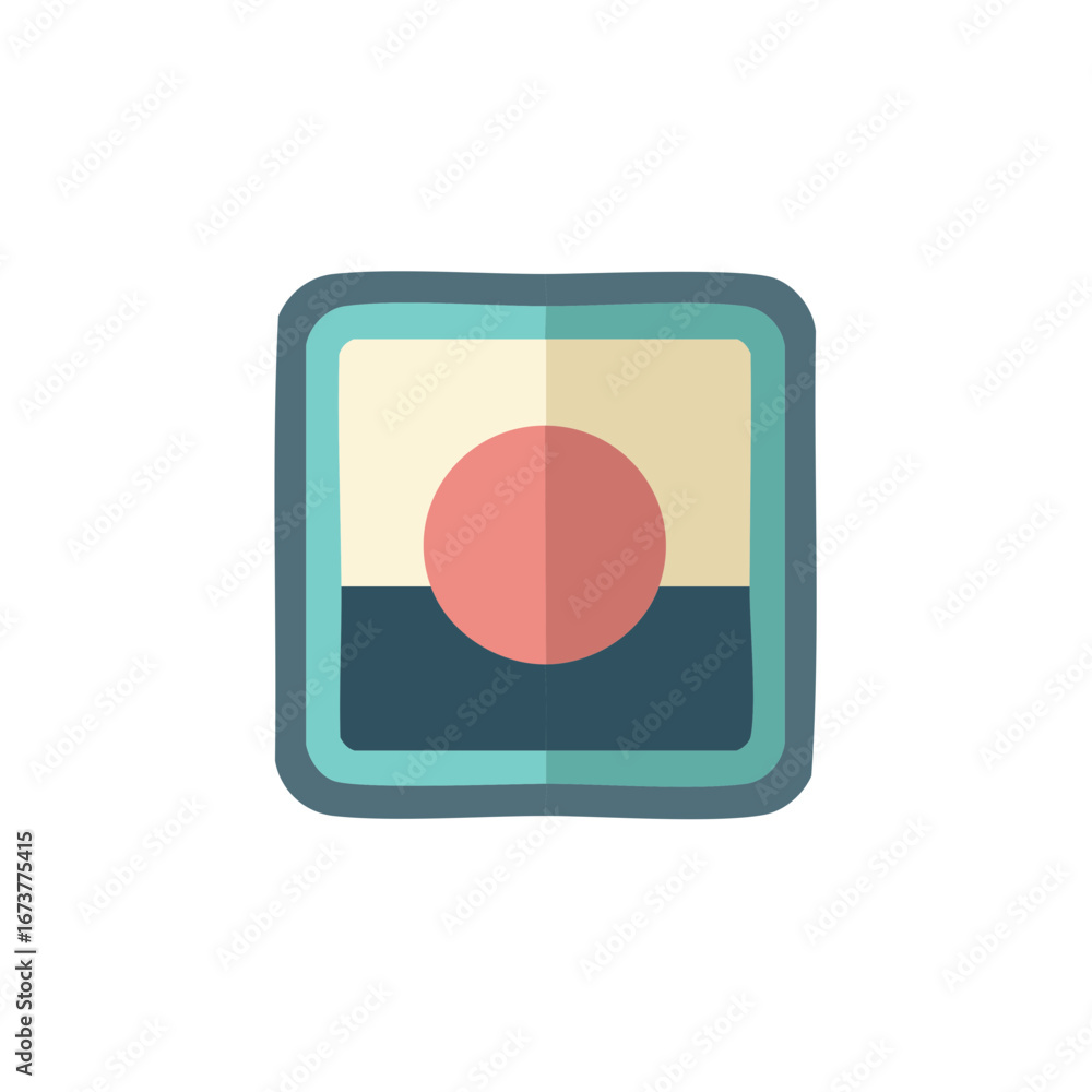 Poster abstract design with a circle in a square frame, retro style artwork