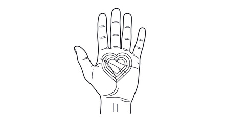 Fototapeta premium Hand with heart-shaped palmistry lines and life line.