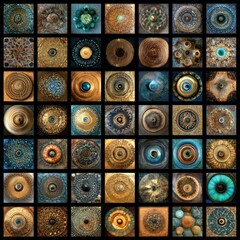 Fototapeta premium Vibrant abstract patterns showcasing repetition and dynamic colors.