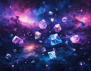 Floating Crystals Among Nebula Clouds in Space