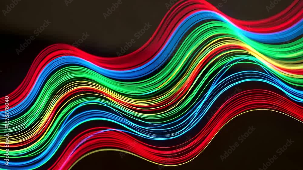 Poster abstract flowing colorful light streaks with wave patterns background motion graphic