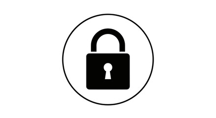Simple Black Padlock Icon Inside a White Circle.