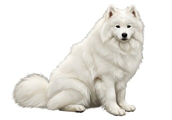 White Samoyed Dog Breed Lying Down