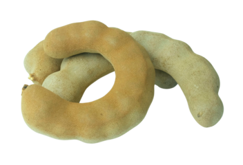 Pile of brown tamarind fruit, a sour fruit with a hard outer shell and soft pulp inside. Rich in vitamins C and B, it helps fight free radicals and promotes the efficiency of cells in the body.