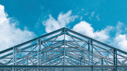 Steel frame structure under construction