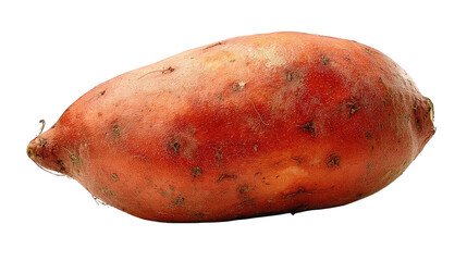 Single Red Sweet Potato on Transparent Background