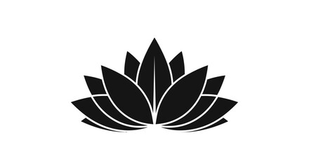 Elegant Black and White Lotus Flower Illustration.