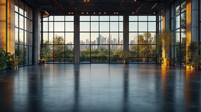 Modern office sunrise city view event space