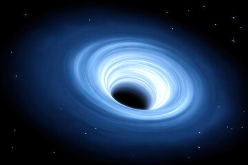 Cosmic vortex, swirling blue light, black hole